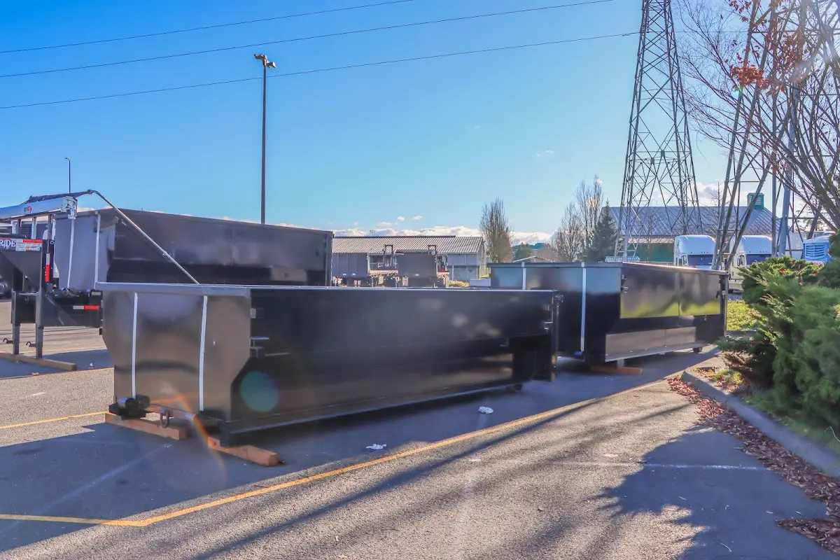 Roll-off dumpster ready for waste disposal at job site for 3 Yard Dumpster Rental in New Haven